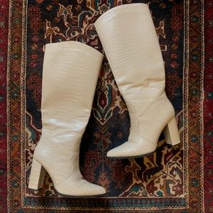 Faux croc leather boots